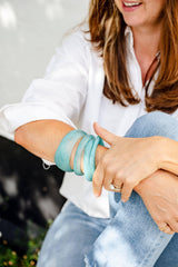 Colorful Wave Resin Stacking Bangles in assorted hues, handmade and unique designs