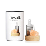 Rivsalt Original - Himalayan Salt with Stainless Steel Grater and Oak Stand