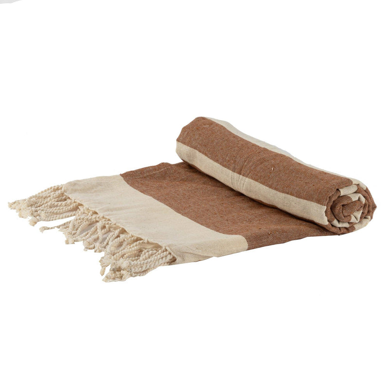 ‘Nicola Spring’ Turkish Beach Towel - Mocha Stripe