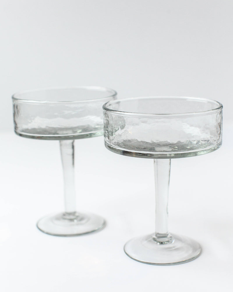 ‘Creative Woman’ Handblown Hammered Coupe Cocktail Glass Set