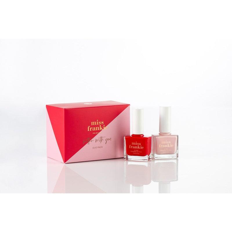 'Miss Frankie' Better With You Duo PackGift Pack with 1 x Send Hearts Racing and 1 x Yes Way Rose.
Miss Frankie is proudly Australian made and owned. 
We also are on the Choose Cruelty Free list (yes thatMISS FRANKIE