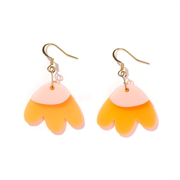 Emeldo - Elle Earrings // Fluro Orange with Pale Pink