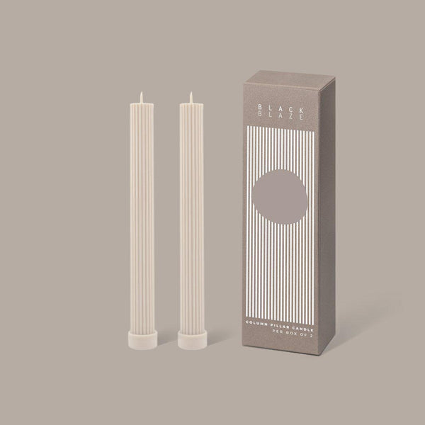 'Black Blaze' Column Pillar Candle Duo
The Black Blaze Column pillar candles are made from refined soy wax and good for home decoration. All candles in this collection are unscented. Please use a candle Black Blaze