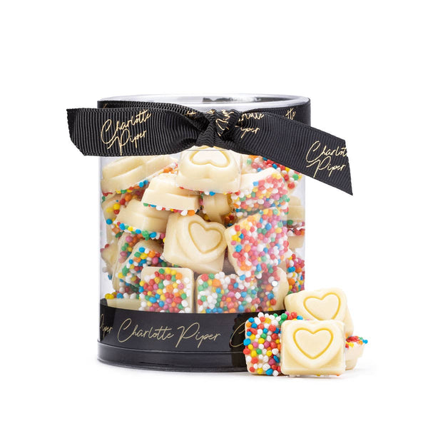 'Charlotte Piper' 130g Tiny Hearts White Chocolate with Sprinkles(12)