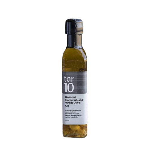 'Tar10' Roasted Garlic Infused Olive OilUse when cooking red meat, chicken, or seafood. Brush on tasted sourdough when making bruschetta.
250mlTar10